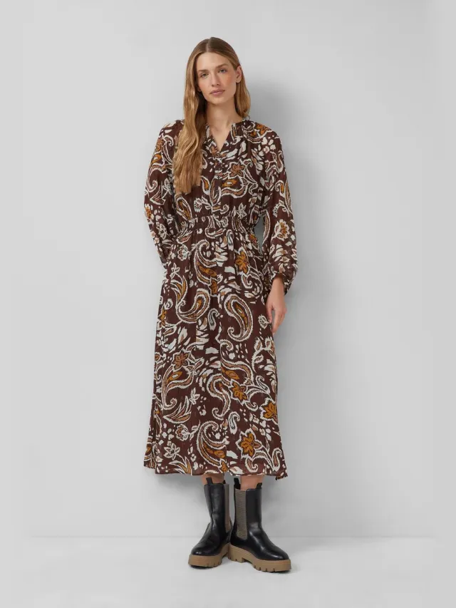 S.Oliver female - Chiffon jurk met effectgaren in een relaxte pasvorm donkerbruin