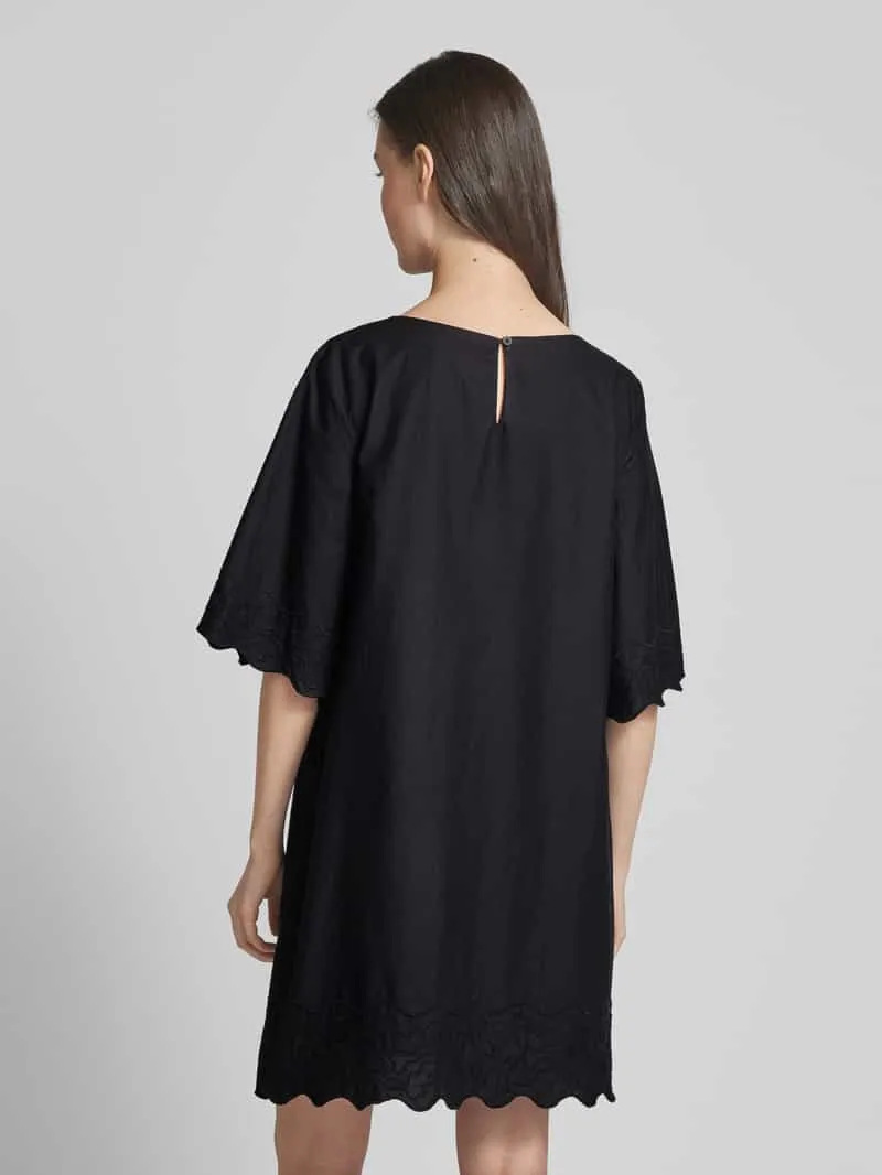 Esprit Mini-jurk in effen design met ronde hals zwart, foto 3