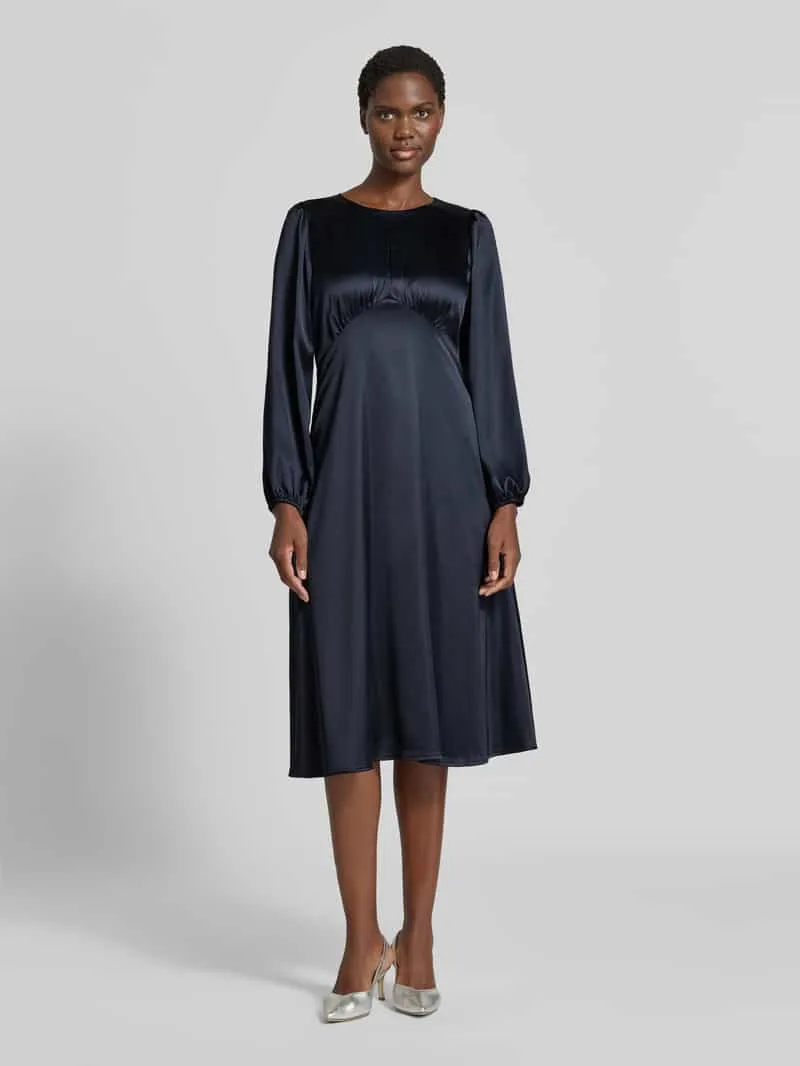 Christian Berg Woman Selection Midi-jurk van satijn met druppelvormige hals Marineblauw