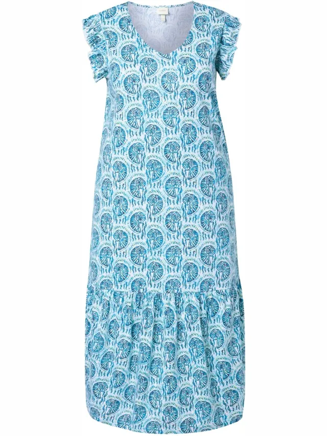 Ulla Popken Dames - Midi-jurken - Denim blauw - Maat 50+