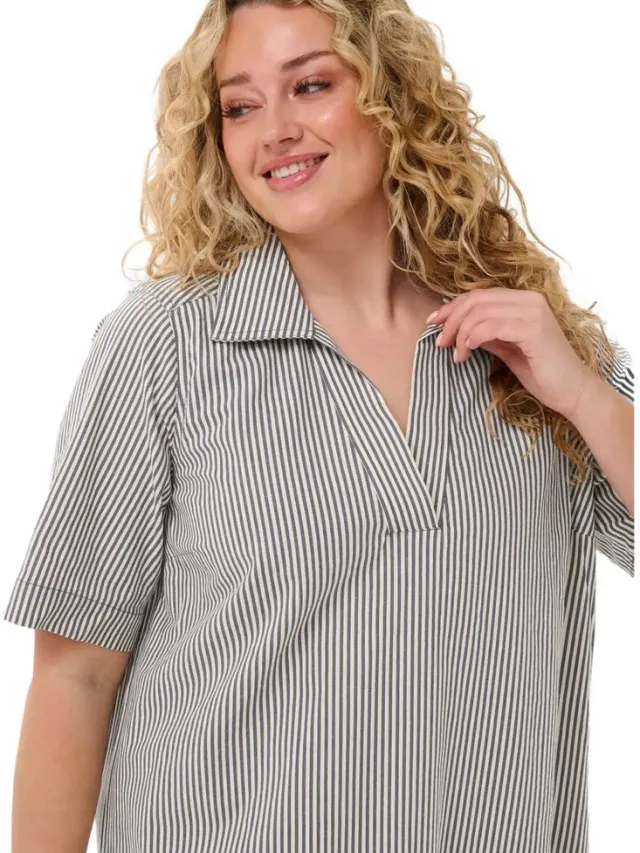 Kaffe Curve Gestreepte jurk voor dames KAFFE Curve Nana midnight/white stripe