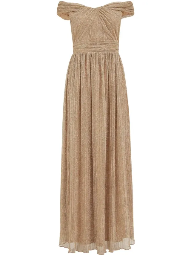 WE Fashion Dames maxi jurk met glittergaren Gold