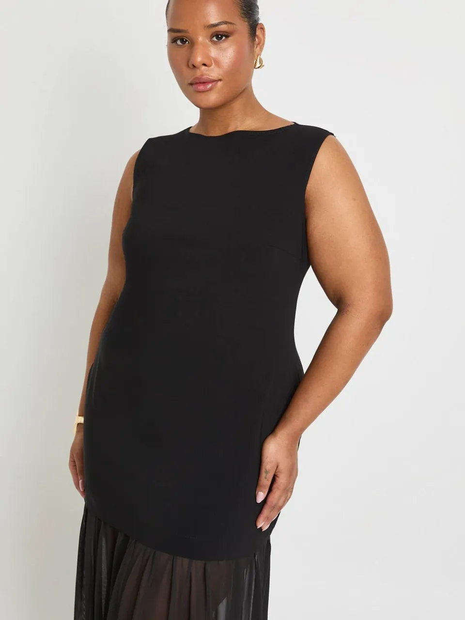 boohoo Dames Plus Transparante Zoom Mouwloze Maxi-jurk zwart, foto 2