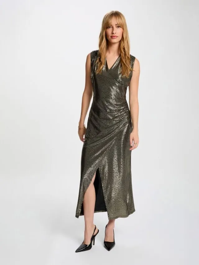 Morgan Sleeveless midi dress 252-Riva gold yellow - Maat : 38 Goud