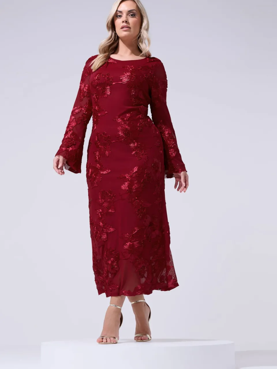 Yours London Rode Maxijurk Met Bloemen-56 rood, foto 2