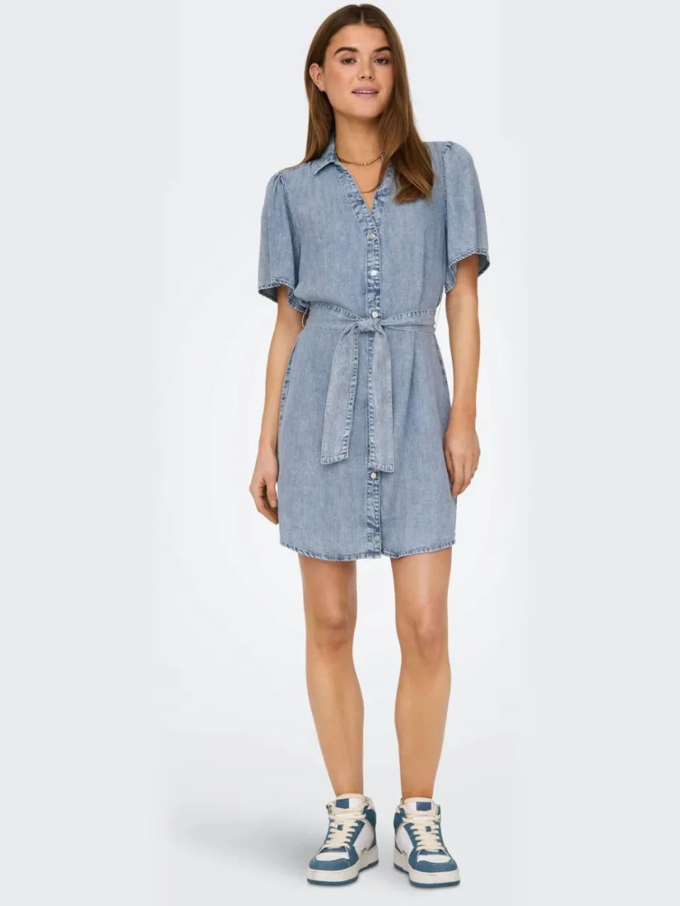 Only spijker blousejurk light blue denim, foto 3