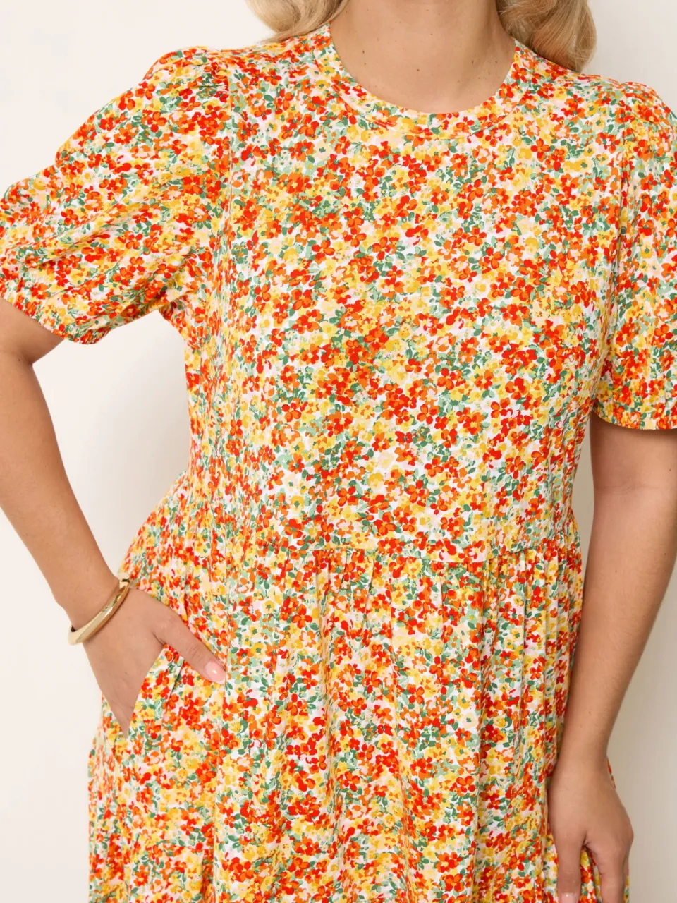 Yours Gele Jurk Met Bloemenprint-56 geel, foto 4