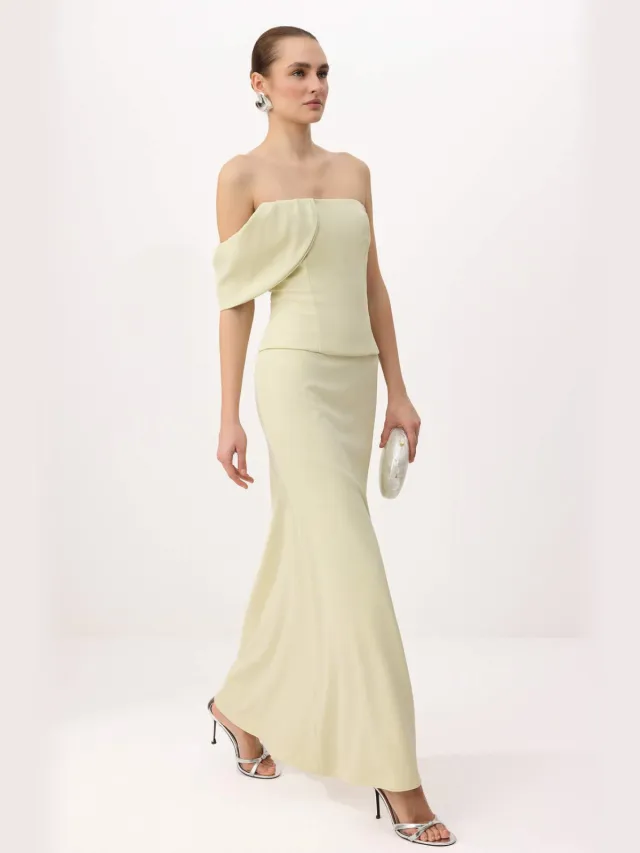 Trendyol TRENDYOLMİLLA Dames Groen Effen Maxi Mouwloos Recht Avond & Gala Jurk