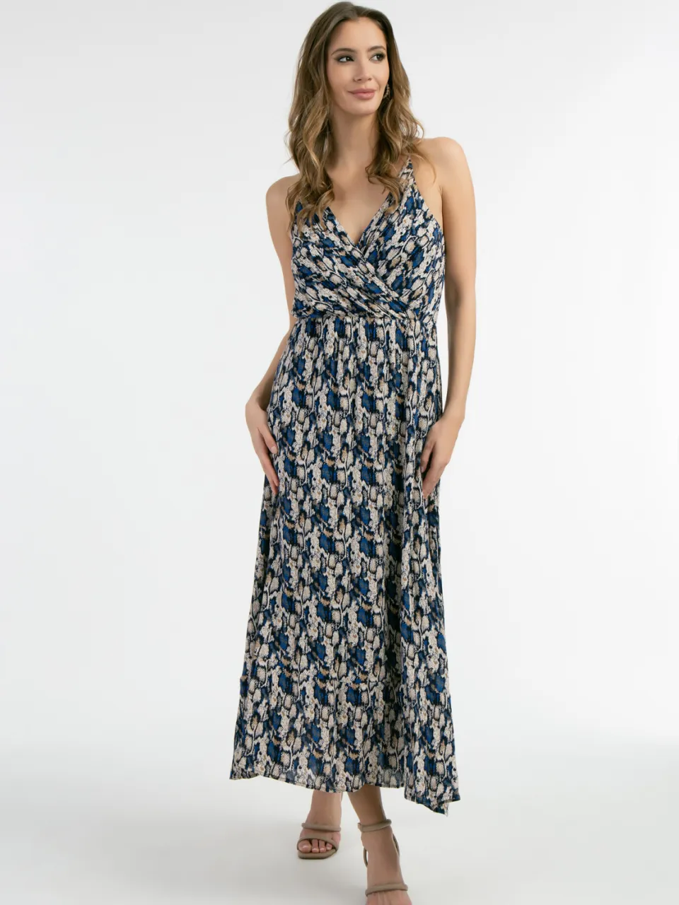 Faina Maxi jurk Dames Blauw Veelkleurig
