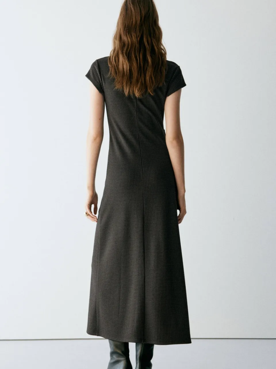 Mango geruite midi jurk - groen, foto 3