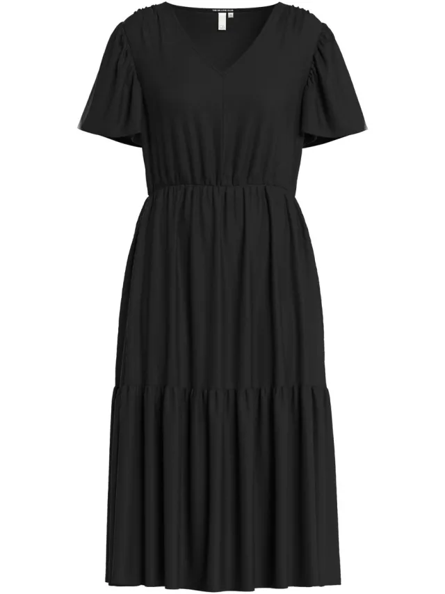 QS female - Viscose jurk met print all-over zwart
