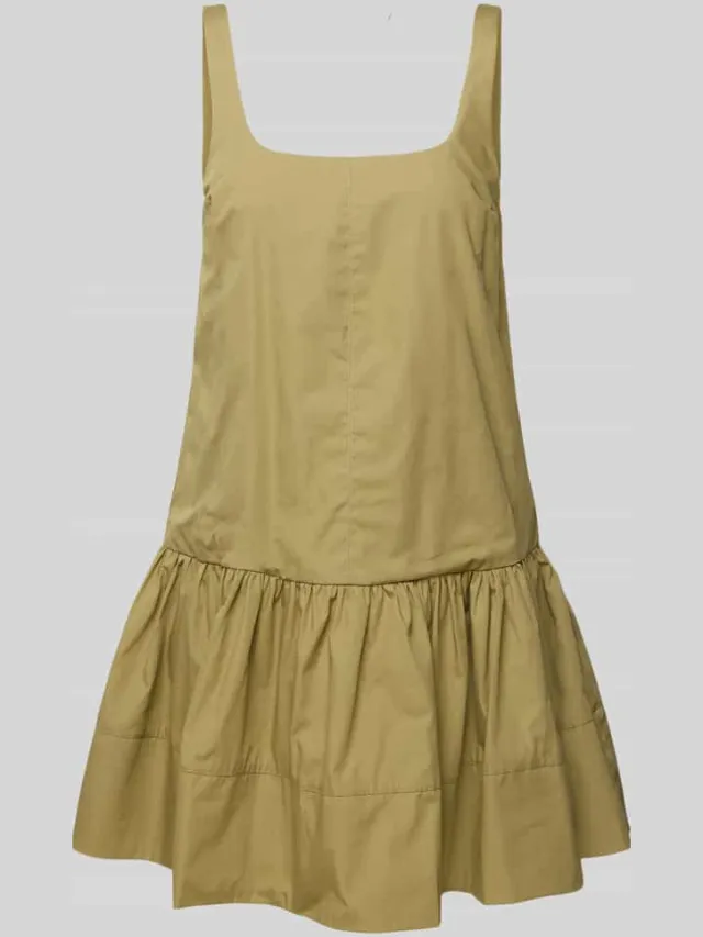Topshop mini-jurk met vierkante hals model 'ASTA' olijfgroen, foto 2