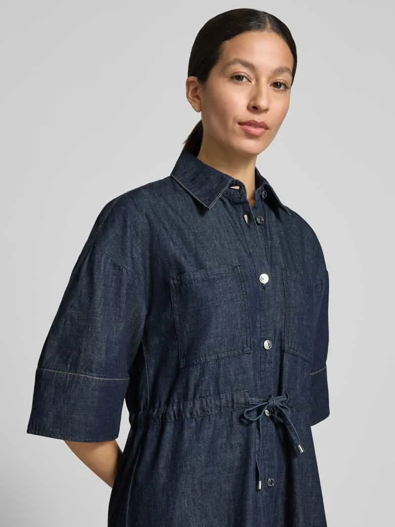 Comma Knie-lange denimjurk met borstzakken, foto 5