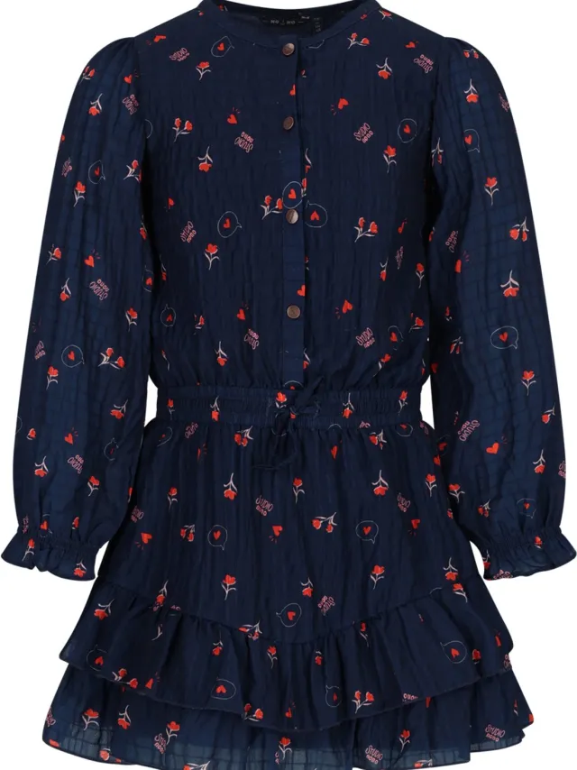 Nono N609-5804 Meisjes Jurk Miggy Donkerblauw