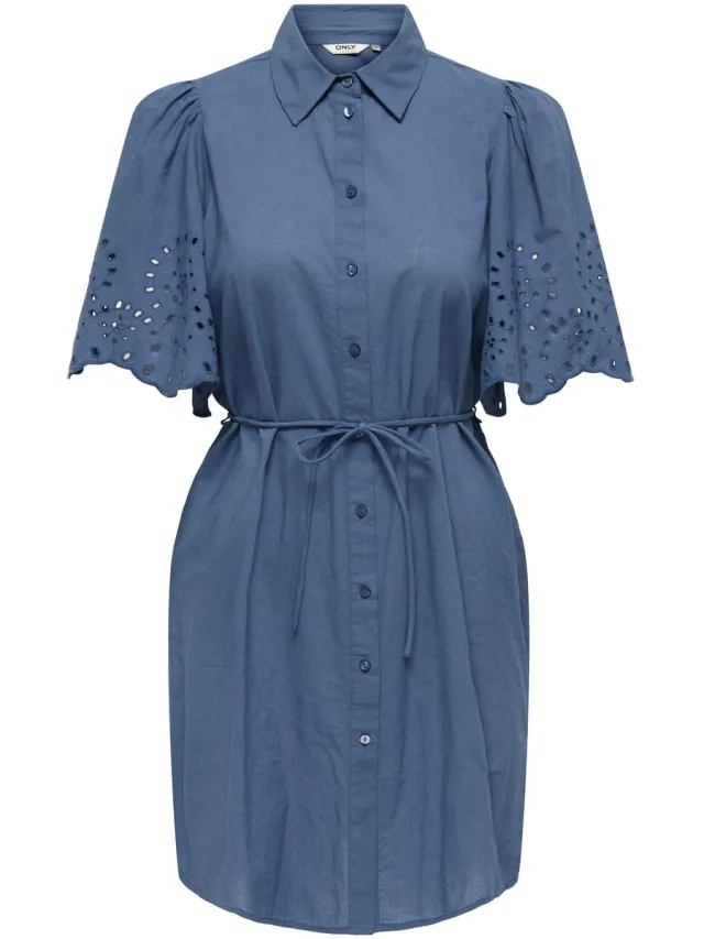 Only ONLHASKEL 2/4 SHORT EMB BELT DRESS WVN - Meisjes - Mini jurken Vintage Indigo