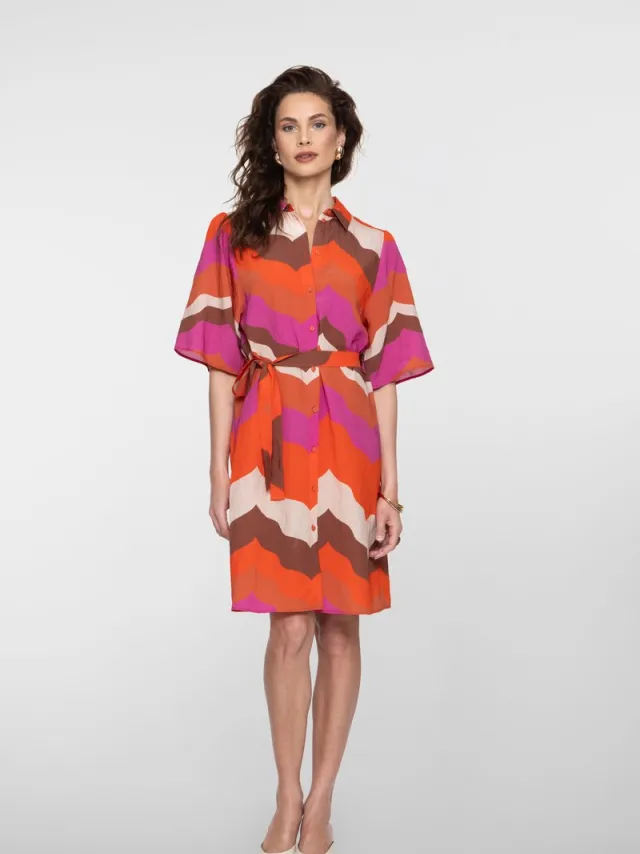 Geisha print jurk 67103-20 ECRU