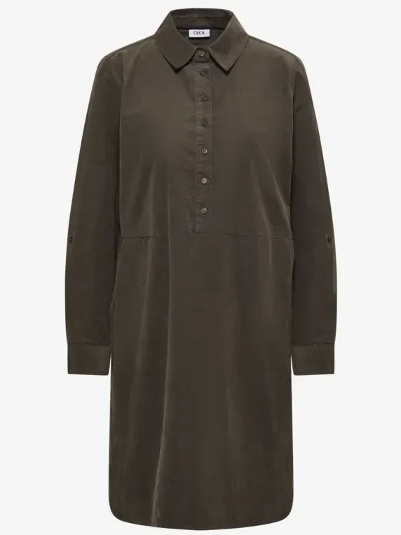 cecil Corduroy jurk in effen kleur bruin, foto 3