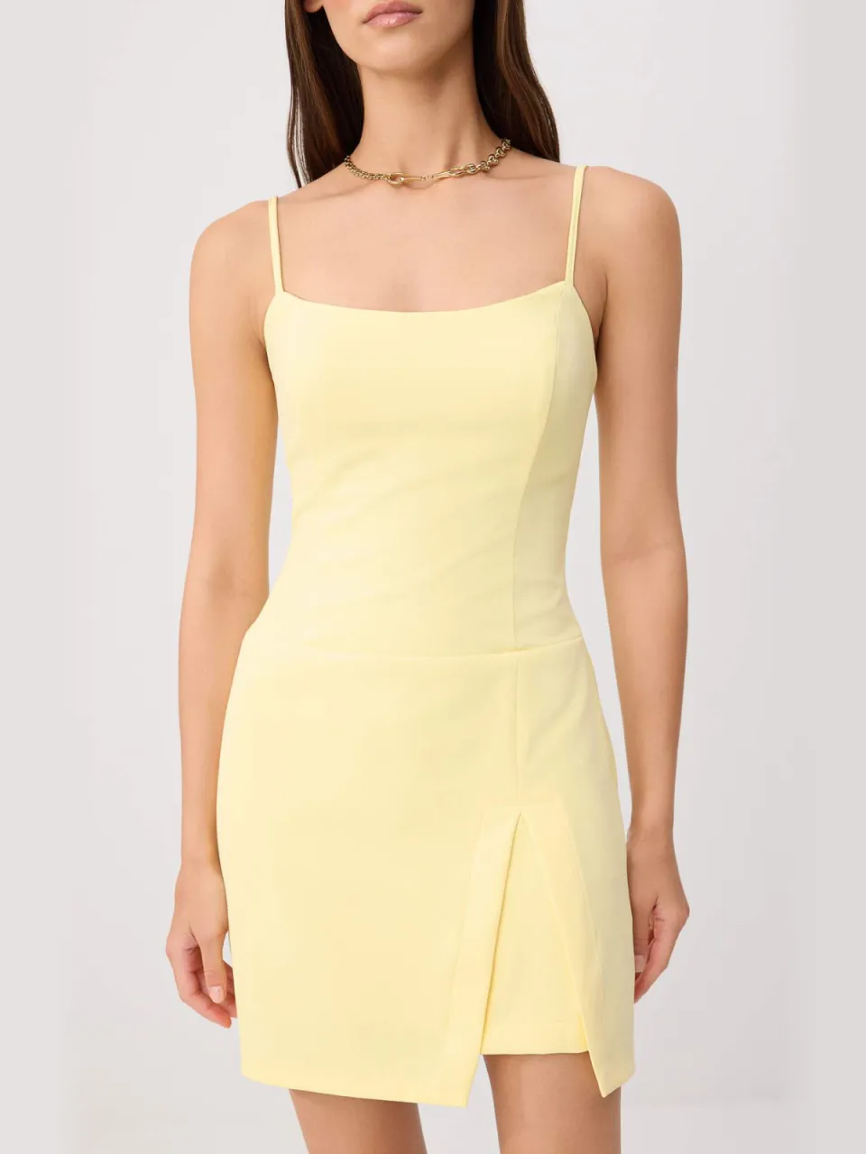 Trendyol TRENDYOLMİLLA Dames Geel Effen Kort / Mini Mouwloos Bodycon Jurken, foto 2