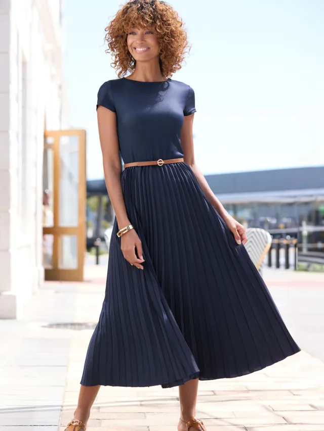 Midi-jurk navy