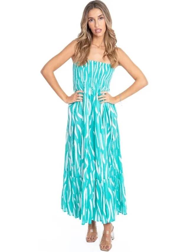 Isla Bonita By Sigris Lange Jurk Isla Bonita By Sigris Lange Midi-Jurk Groen