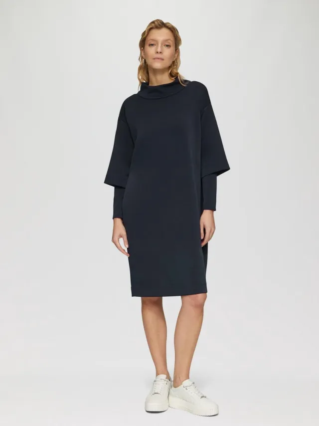S.Oliver female - Scuba-jurk met laagjesdetails en opstaande kraag navy