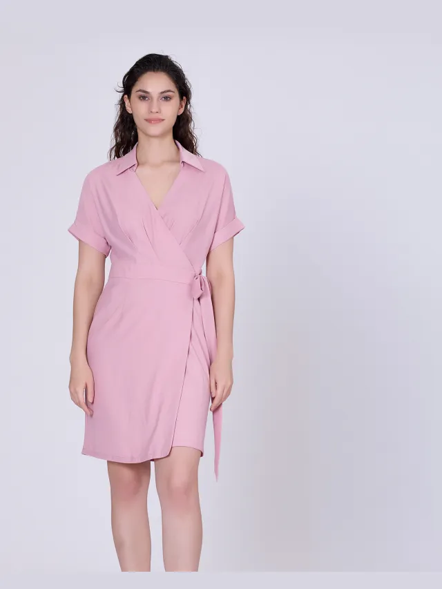 Smart & Joy Wikkel minimalistische kleding en Italiaanse kraag Roze
