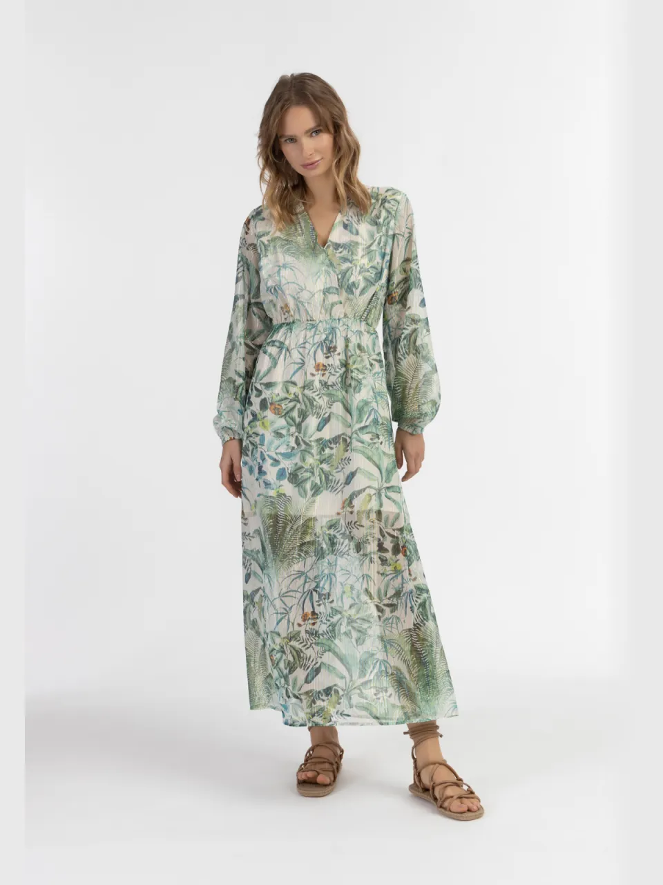 IZIA Maxi-jurk met lange mouwen Dames Jungle-print Veelkleurig