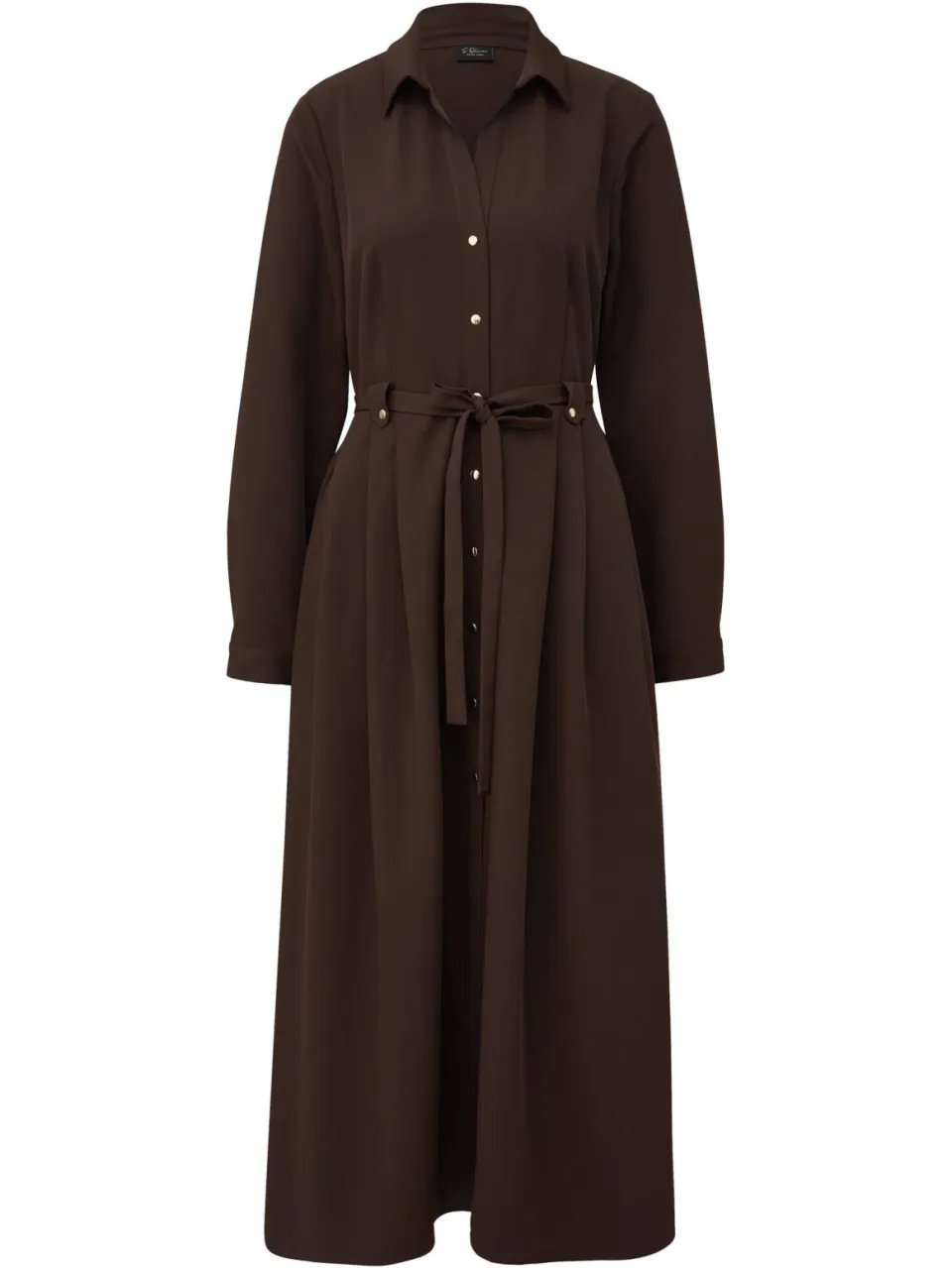 s.Oliver midi blousejurk met ceintuur donkerbruin