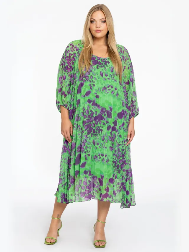 Yoek Jurk plisse FIERCE | Groen