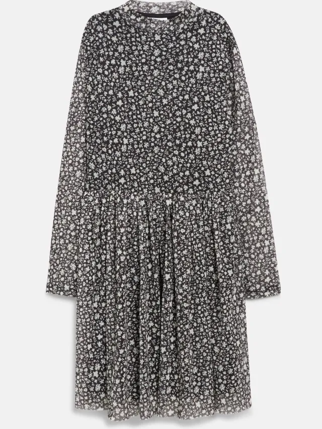 S.Oliver female - Korte mesh-jurk met all-over-print zwart