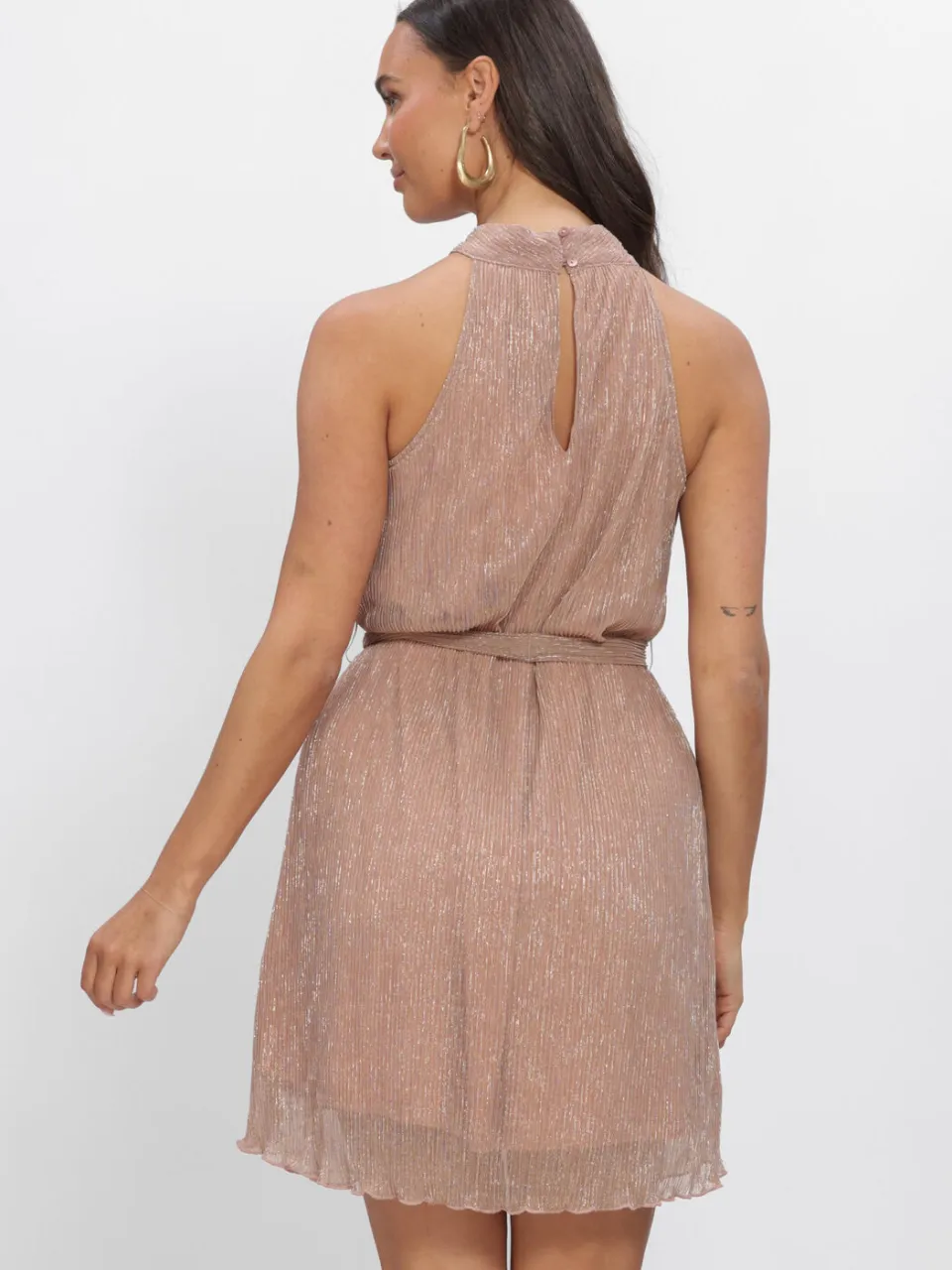 Freebird Dames Jurken F-jer-plisse-lurex-26-2 - Beige, foto 3