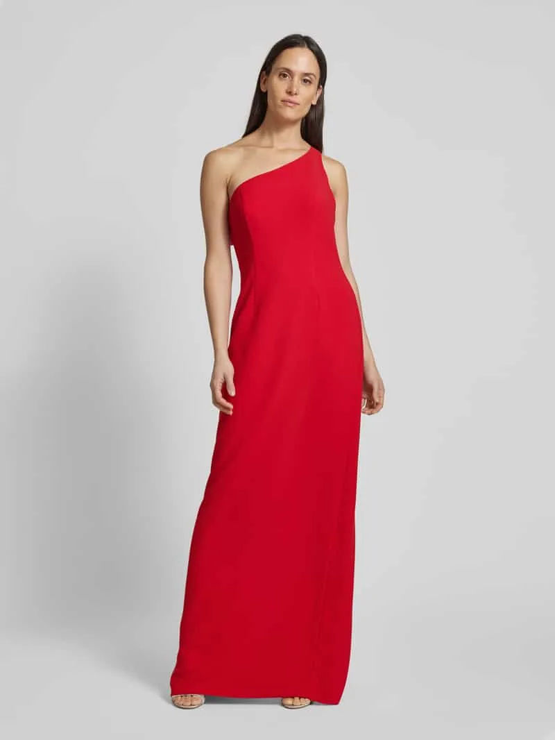 Vera Wang Avondjurk in one shoulder-design, model 'ALPES' Rood