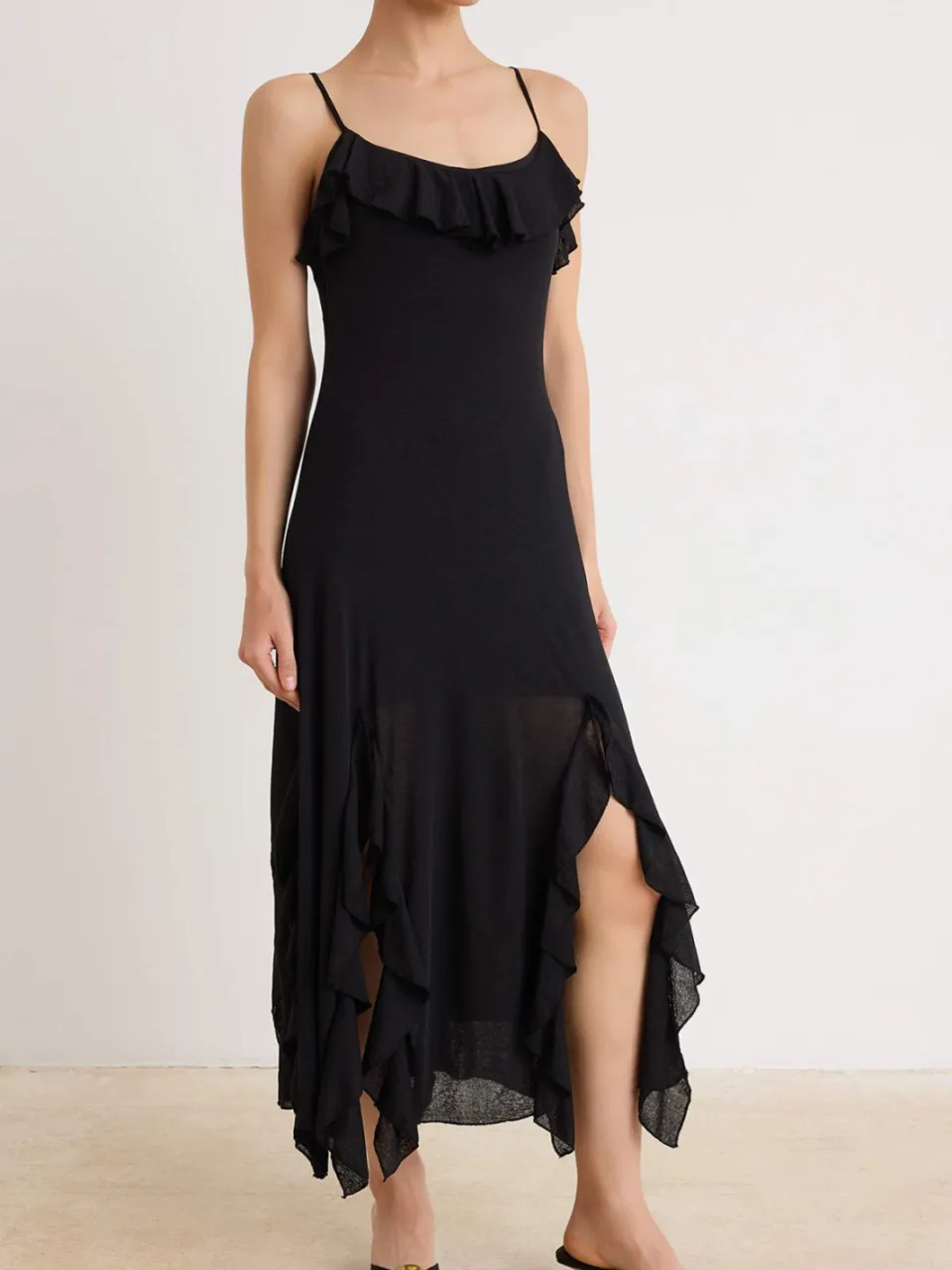Trendyol TRENDYOLMİLLA Dames Zwart Effen Midi Mouwloos Bodycon Jurken