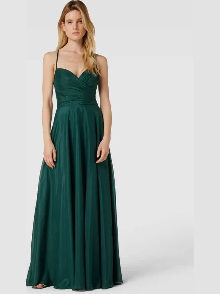 LUXUAR FASHION Avondjurk met spaghettibandjes Donkergroen