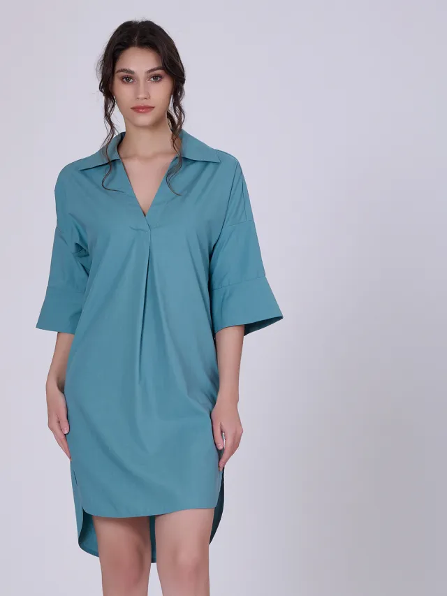 Smart & Joy Katoen minimalistisch shirtjurk Blauw