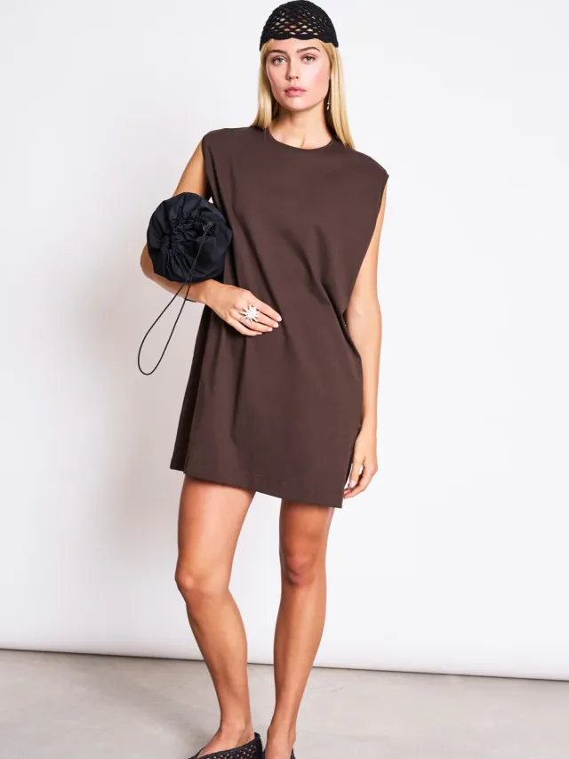 JAN N JUNE dames vegan Jurk Naniti Modderbruin