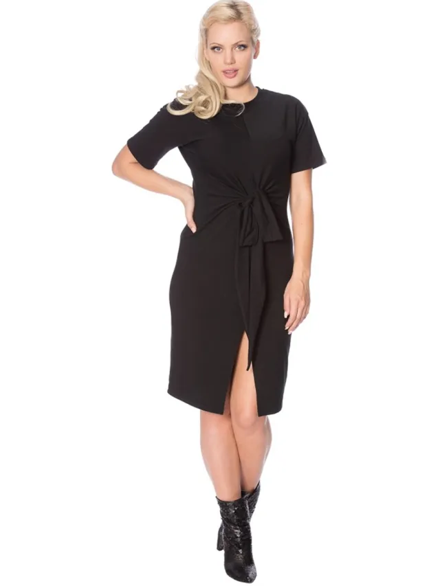 Dancing Days TIE FRONT DRES Kokerjurk - XL - Zwart