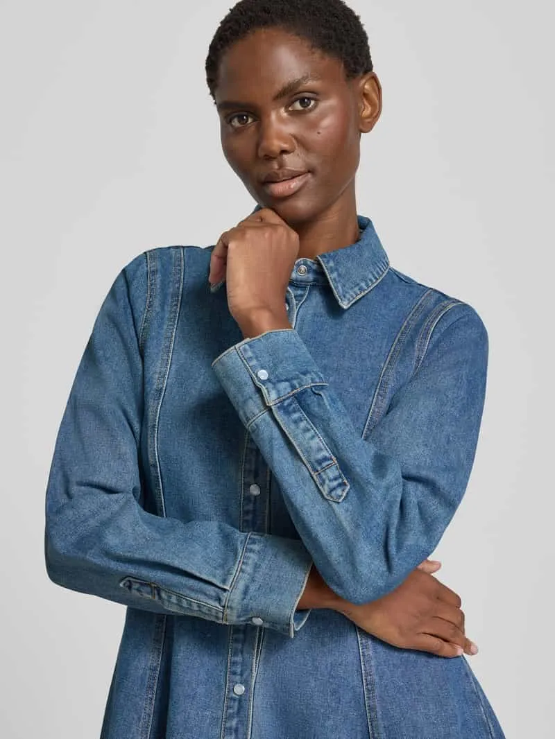 Vero Moda Getailleerde vrijetijdsjurk van katoenmix model 'JESSIE' jeansblauw, foto 4
