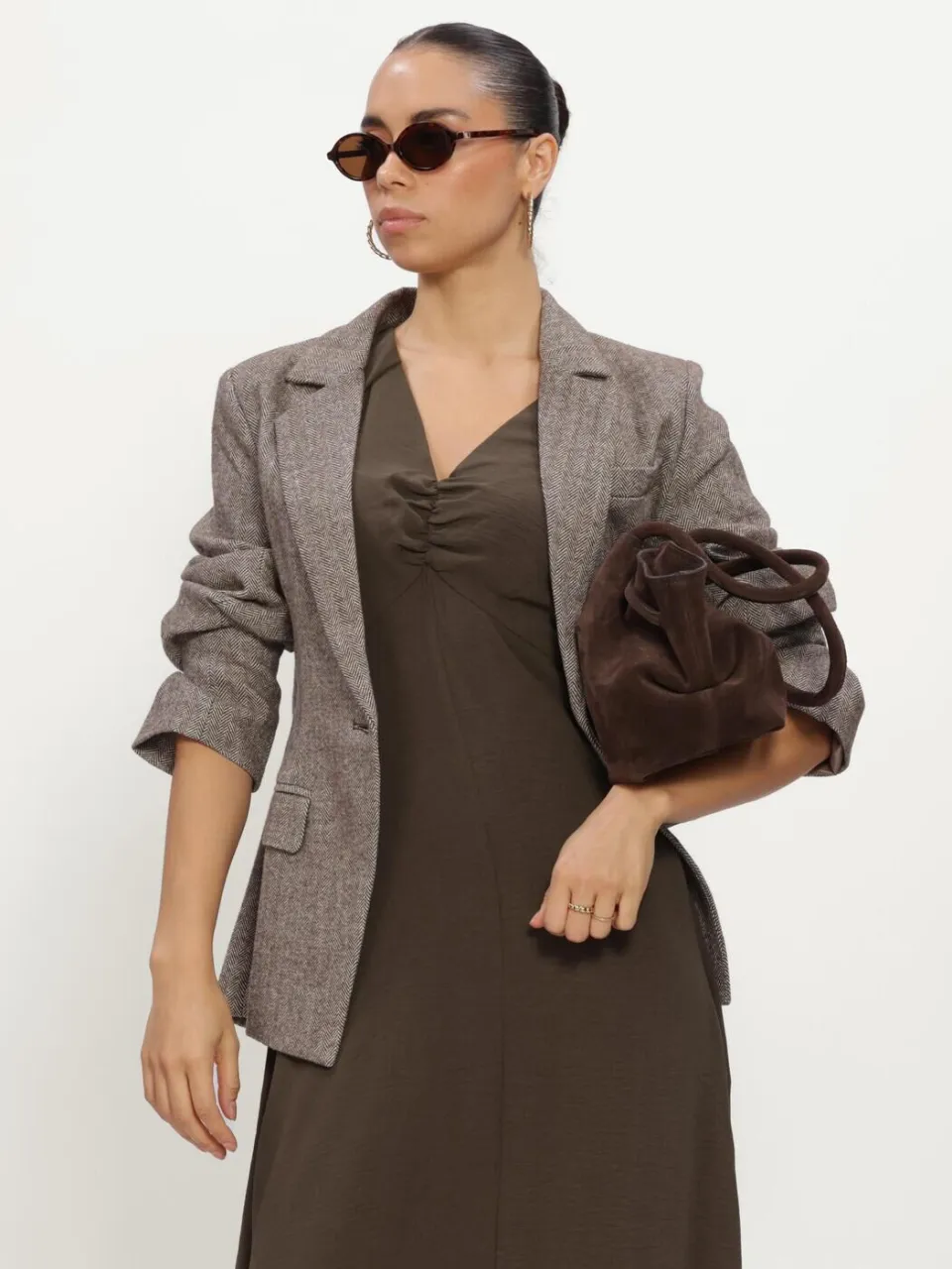 NEO NOIR Dames Jurken Meriel Structure Solid Dress - Groen, foto 3