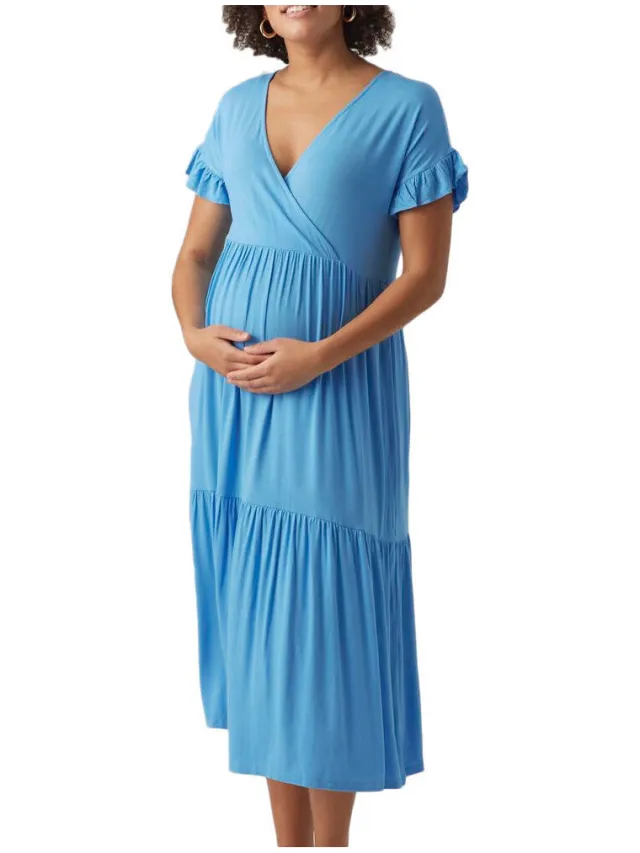 Mamalicious Lange Jurk Mamalicious Helen Blauw