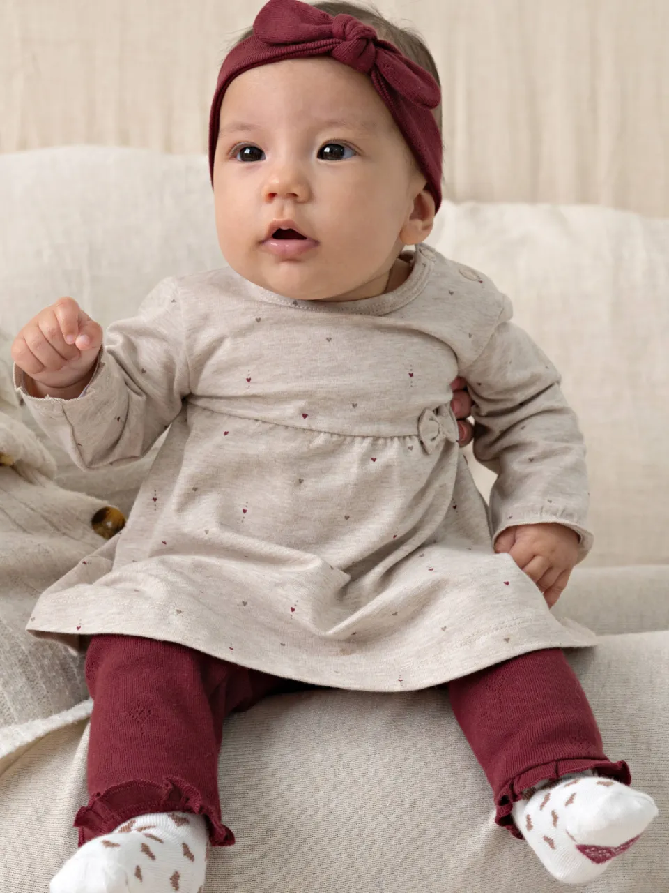 Feetje My Little Love A-lijn jurk met hartjes taupe, foto 4