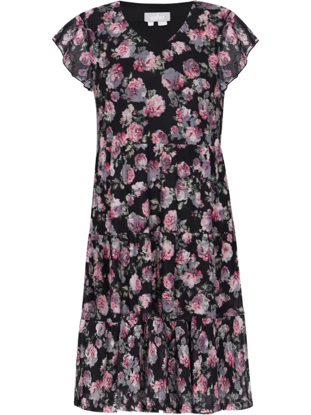 Usha Dress black multicolor