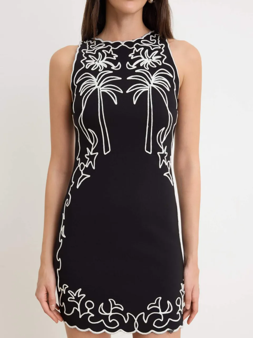 Trendyol TRENDYOLMİLLA Dames Zwart Tropisch Kort / Mini Mouwloos Bodycon Jurken, foto 2