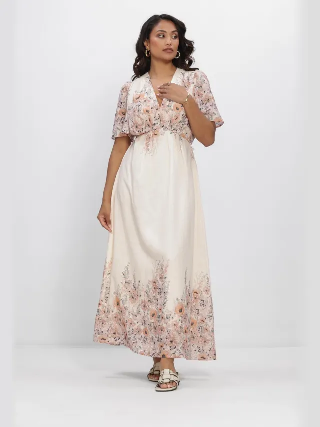 NEO NOIR Dames Jurken Serna Flower Print Dress - Ecru