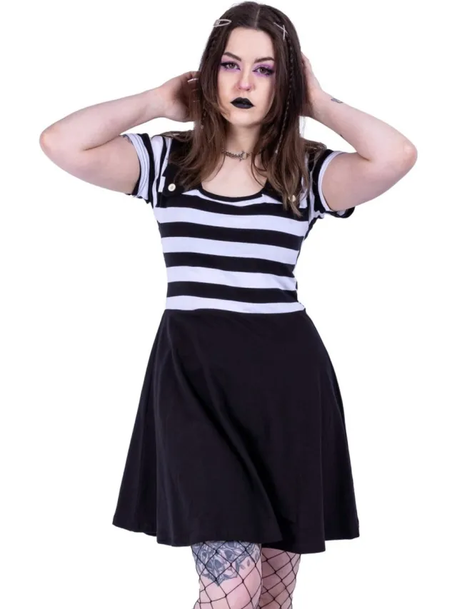 Rockabella Isolde Korte jurk - XXL - Zwart/Wit