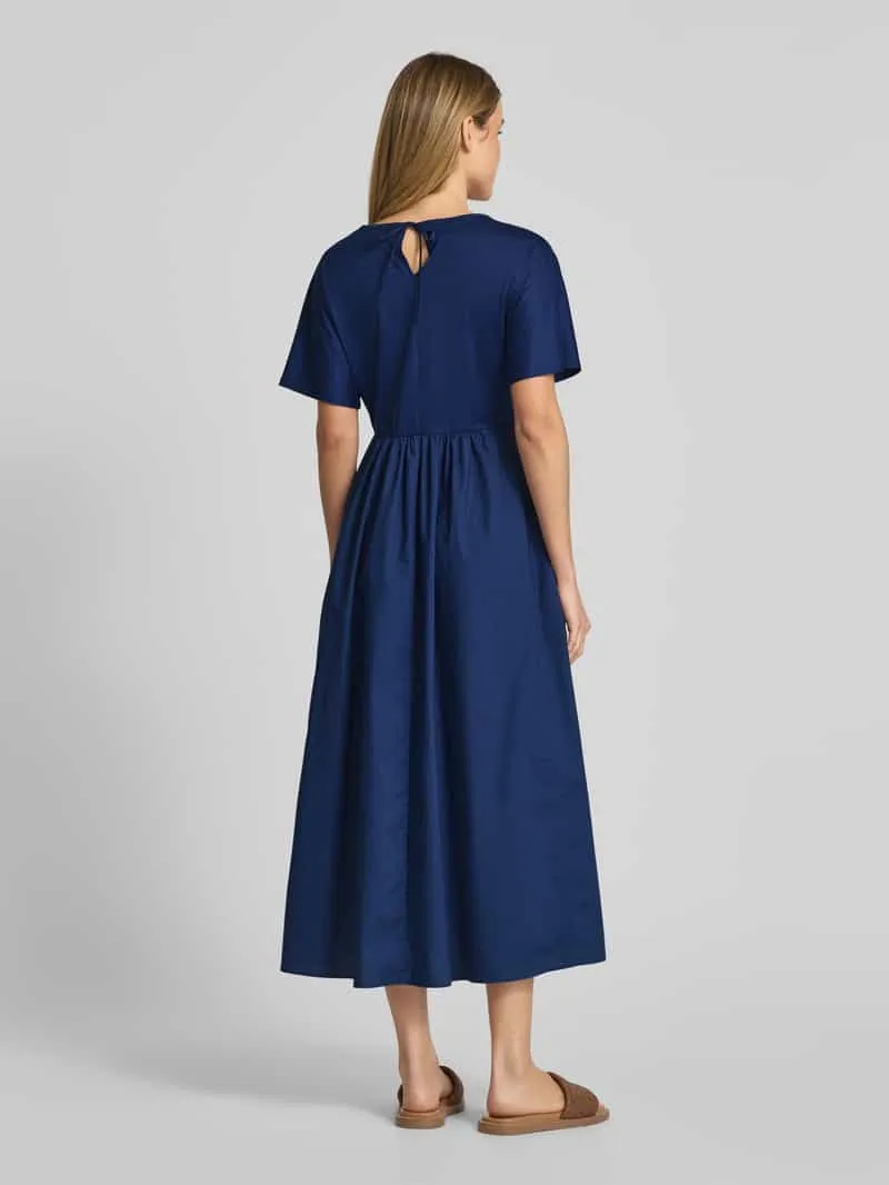 Max Mara Maxi-jurk met V-hals, model 'BRONZO' marineblauw, foto 3