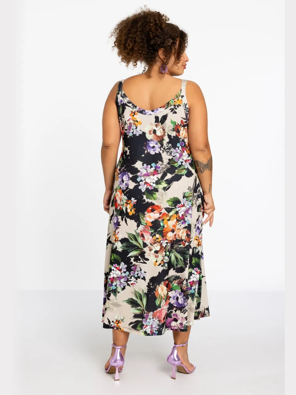Yoek Mouwloze jurk BOUQUET | Bruin, foto 2