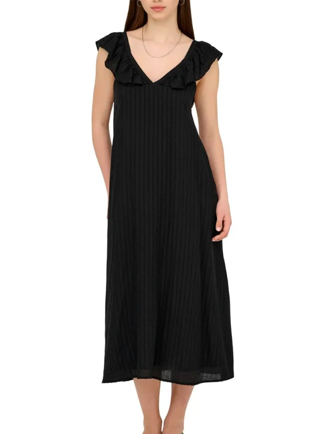 JDY Aurora Midi Jurk Dames Zwart