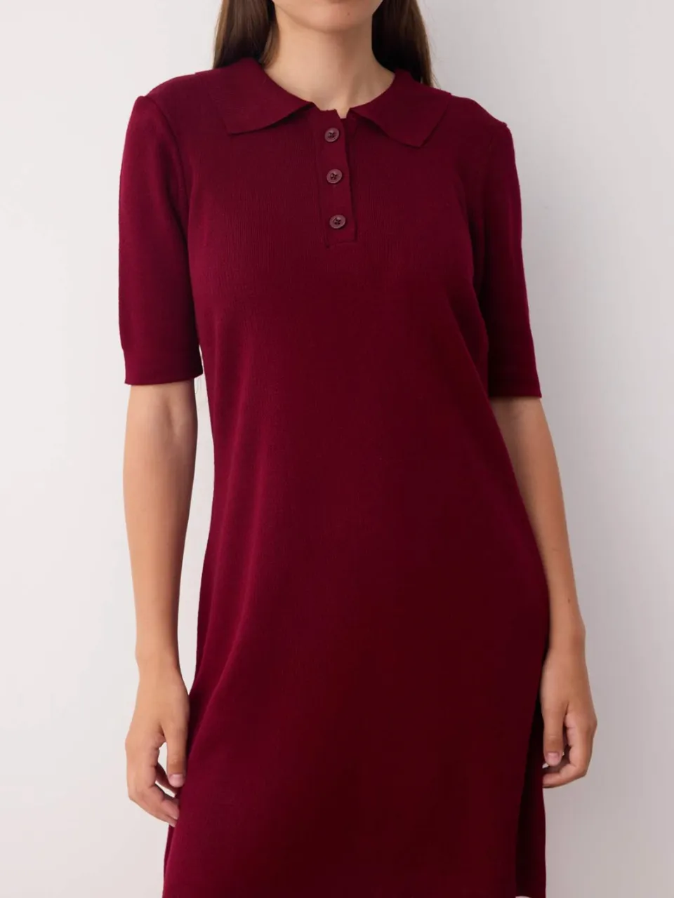 Trendyol TRENDYOLMİLLA Dames Bordeaux Effen Extra Kort / Super Mini Kort Casual Recht Jurken, foto 2