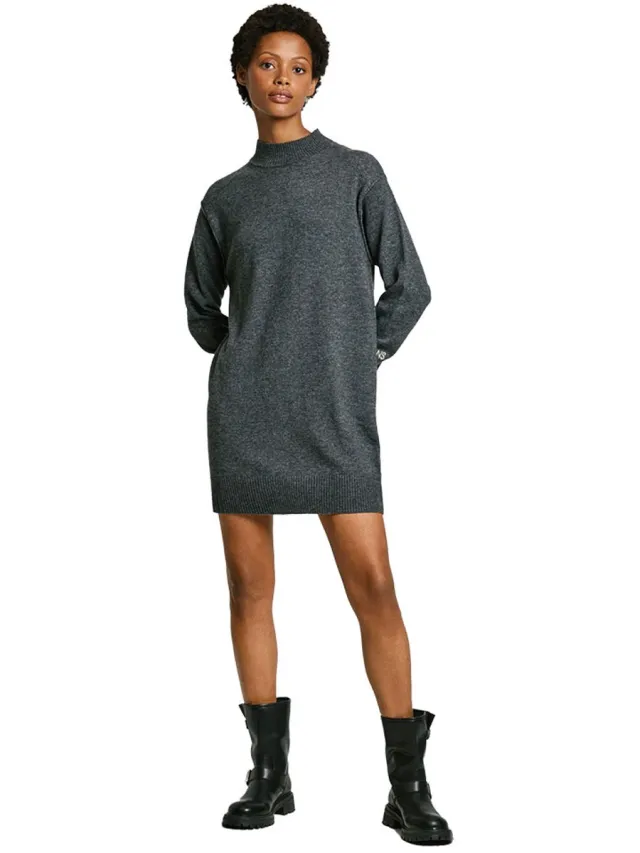 Pepe Jeans Hazel Korte Jurk Met Lange Mouwen Grijs L Vrouw Dark Grey Marl
